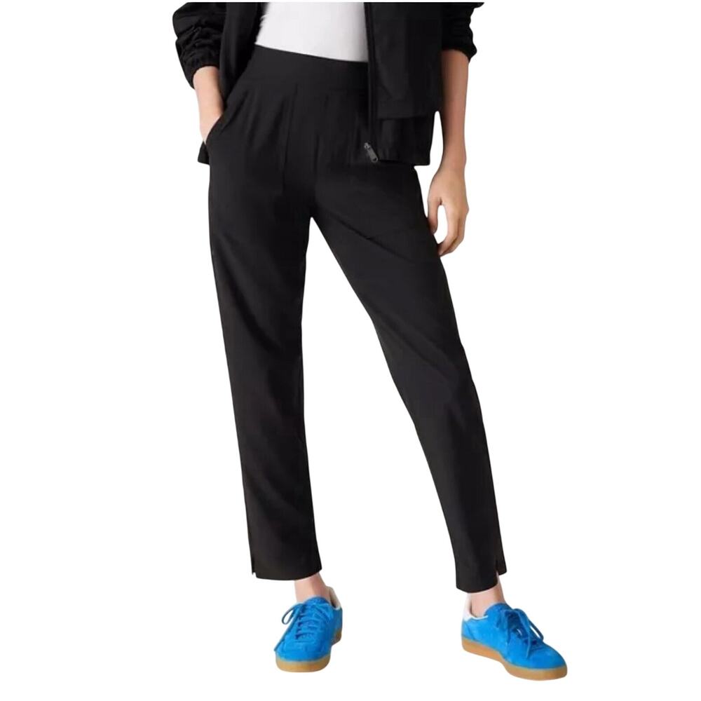 Athleta Brooklyn Ankle Utility Pants Womens 6 Black Mid‎ Rise Urban Travel UPF40